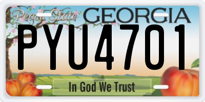 GA license plate PYU4701