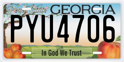 GA license plate PYU4706