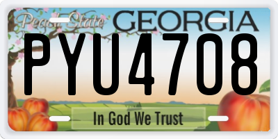 GA license plate PYU4708