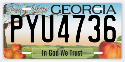 GA license plate PYU4736