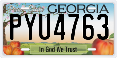 GA license plate PYU4763