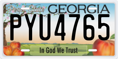 GA license plate PYU4765