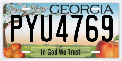 GA license plate PYU4769