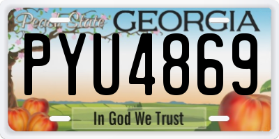 GA license plate PYU4869