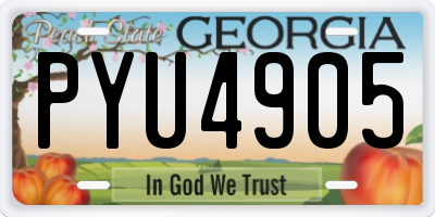 GA license plate PYU4905