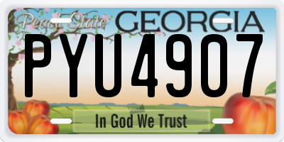 GA license plate PYU4907