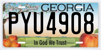 GA license plate PYU4908