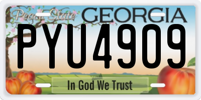 GA license plate PYU4909