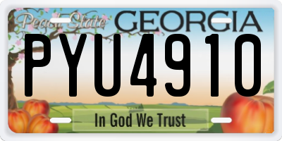 GA license plate PYU4910