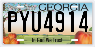 GA license plate PYU4914
