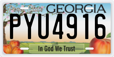 GA license plate PYU4916