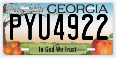 GA license plate PYU4922
