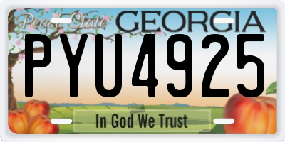 GA license plate PYU4925