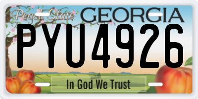 GA license plate PYU4926