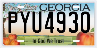 GA license plate PYU4930