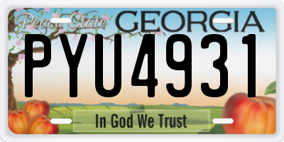 GA license plate PYU4931