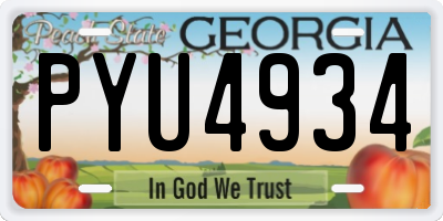 GA license plate PYU4934