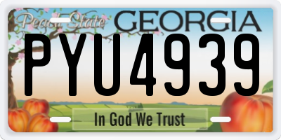 GA license plate PYU4939