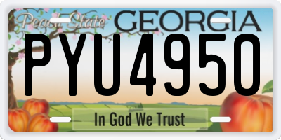 GA license plate PYU4950