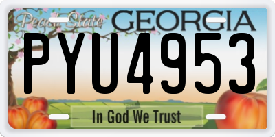 GA license plate PYU4953