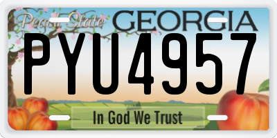 GA license plate PYU4957