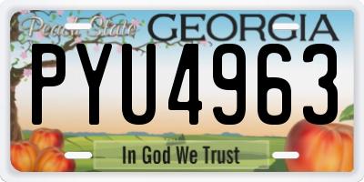 GA license plate PYU4963