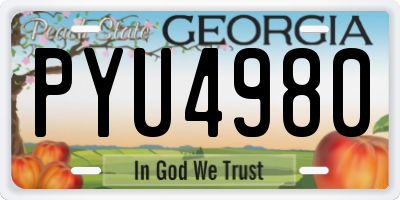 GA license plate PYU4980