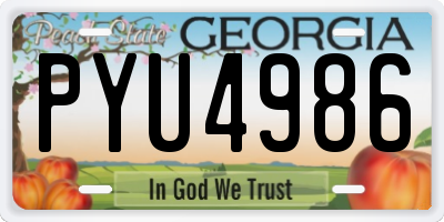 GA license plate PYU4986
