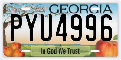GA license plate PYU4996