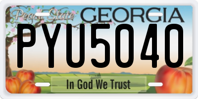 GA license plate PYU5040