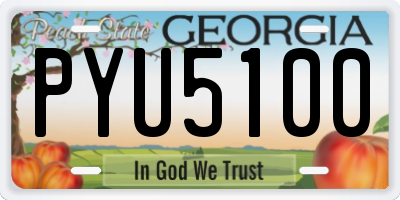 GA license plate PYU5100