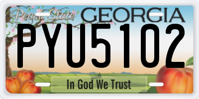 GA license plate PYU5102