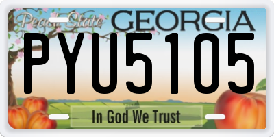 GA license plate PYU5105