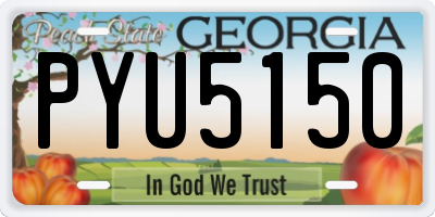 GA license plate PYU5150