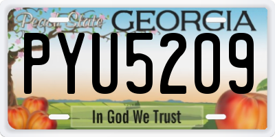 GA license plate PYU5209