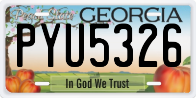 GA license plate PYU5326