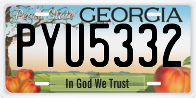 GA license plate PYU5332