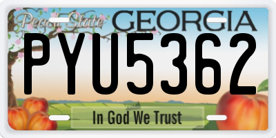 GA license plate PYU5362