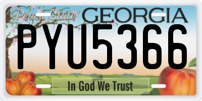 GA license plate PYU5366