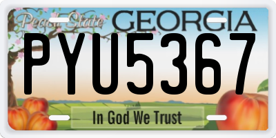 GA license plate PYU5367