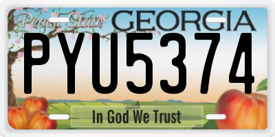 GA license plate PYU5374