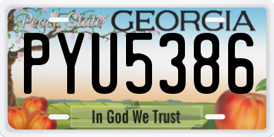 GA license plate PYU5386