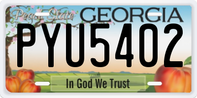 GA license plate PYU5402