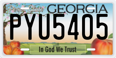 GA license plate PYU5405