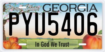 GA license plate PYU5406