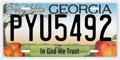 GA license plate PYU5492
