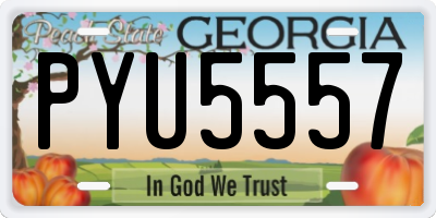 GA license plate PYU5557