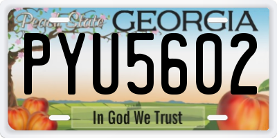 GA license plate PYU5602