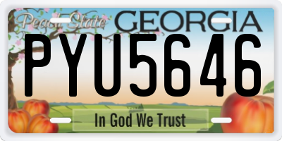 GA license plate PYU5646