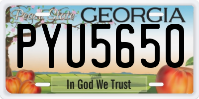 GA license plate PYU5650